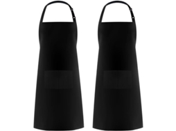 2 Peças De Avental Ajustável Impermeável Com 2 Bolsos Para Cozinha