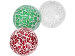 Bolas Decorativas de Mosaico Vidro, 3 Peças, 6 Cm, Cores Sortidas, para Decoração Mesas e CHABERLU