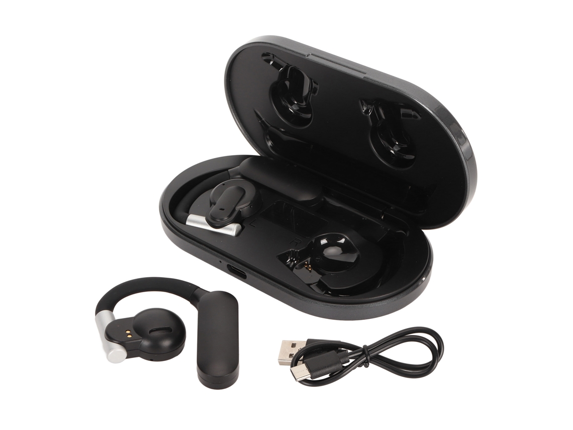 Fones de Ouvido Open Ear Bluetooth 5.3 Estéreo com Gancho 48h Cinza Escuro | S/MARCA