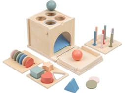 Brinquedo Educativo Infantil De Encaixe Formas Em Cubos Madeira: