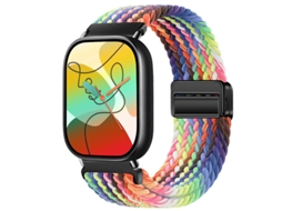 Pulseira Magnética Trançada Em Nylon Compatível Com Xiaomi Mi Band 10pro, Huawei Fit 5, Redmi Watch 6-brilho Arco Íris