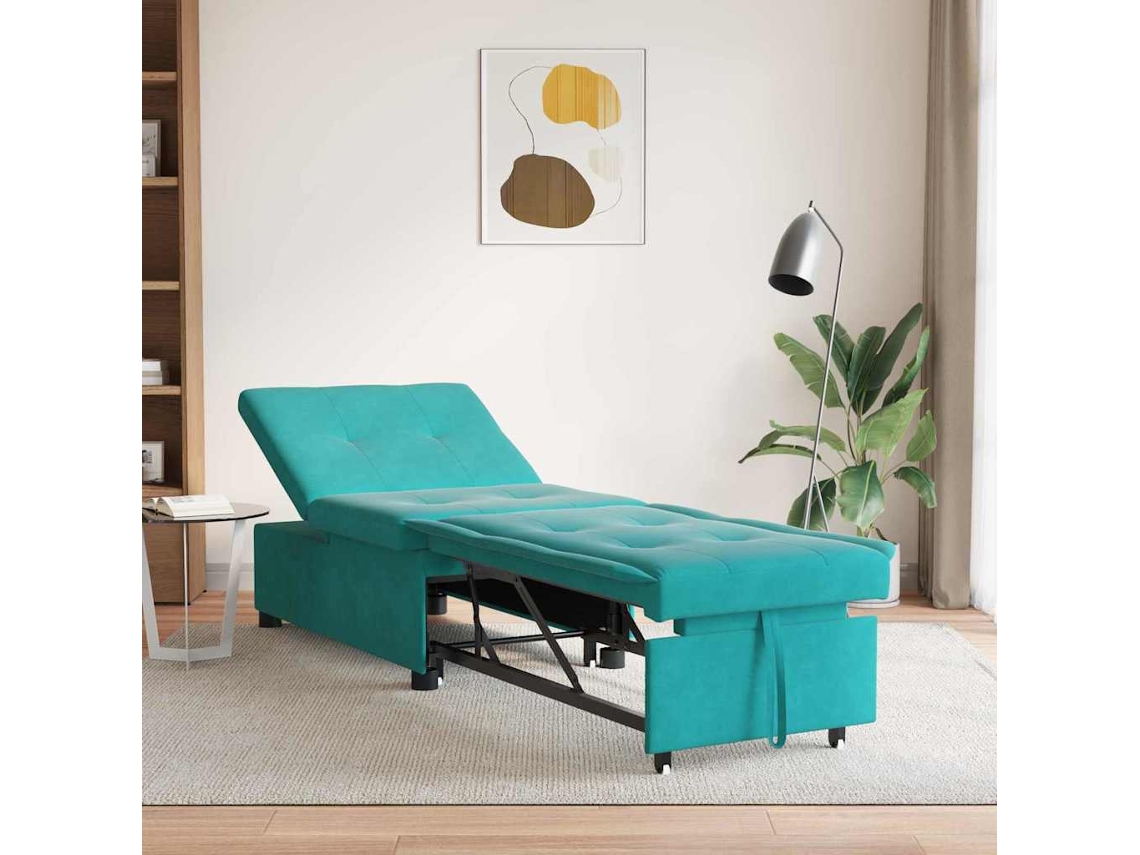 Vidaxl Sofá-cama Turquesa 194 X 67 X 82 Cm Veludo