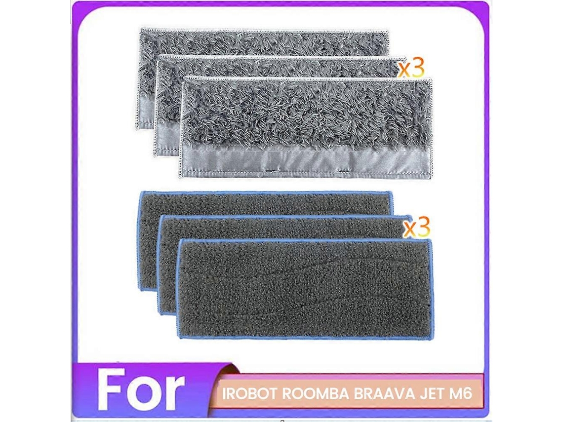 Kit Com 6 Peças De Panos De Limpeza Úmidos E Secos Para Robô Aspirador Irobot Roomba Brava Jet M6 - Acessórios De Reposição Para Limpeza._glo