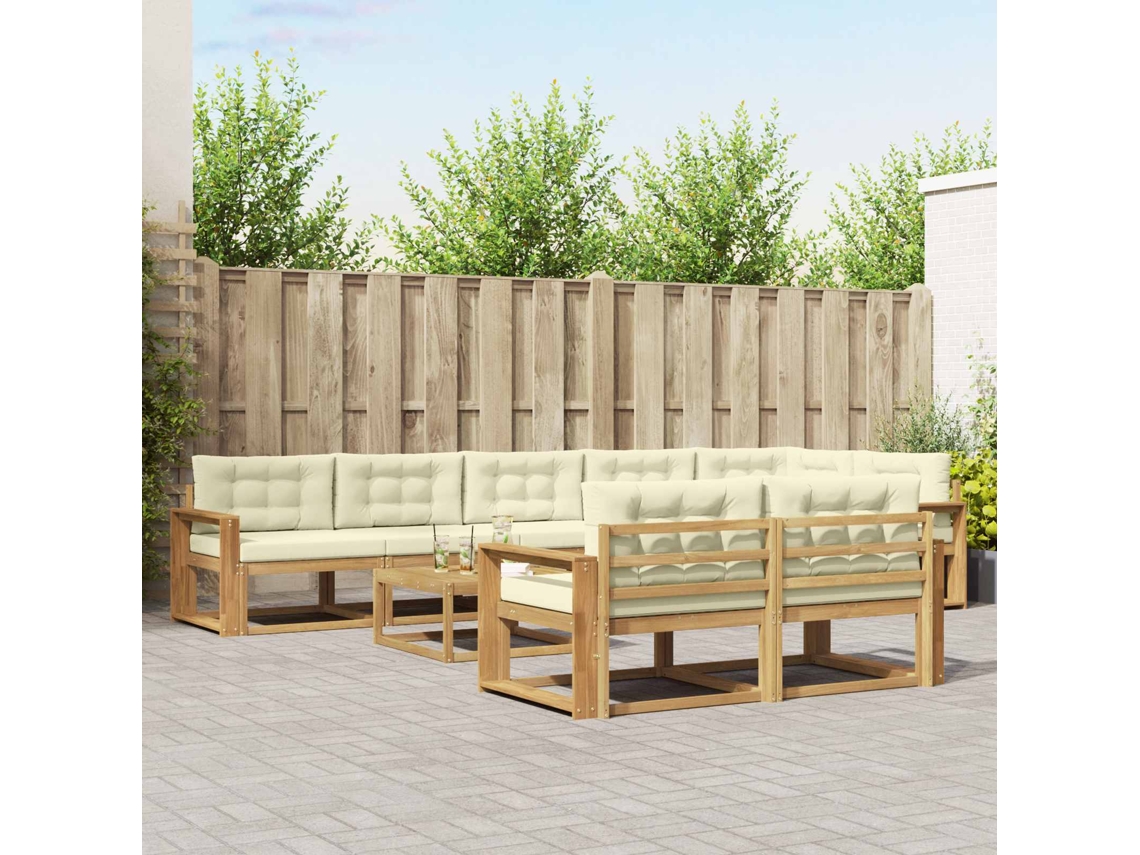 Vidaxl Conjunto De Sofás Para Exterior 9 Unid. Branco E Creme
