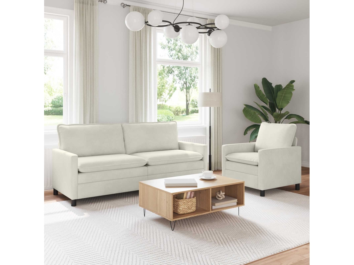 Vidaxl Conjunto De Sofás 2 Pcs Creme Veludo