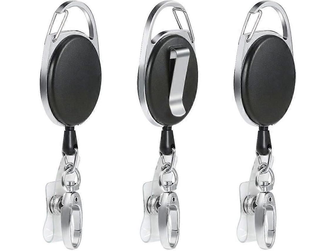 3 Pcs Carretel Clips Retrátil Porta-emblema Com Chave Cinto Carretel Para Chaveiro Anel Cartão De Identificação Crachá
