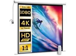 Tela projetor BTFORUS motorizada 92 polegadas com controle remoto, plástico e metal, 189,5x8x189,5 cm, branco