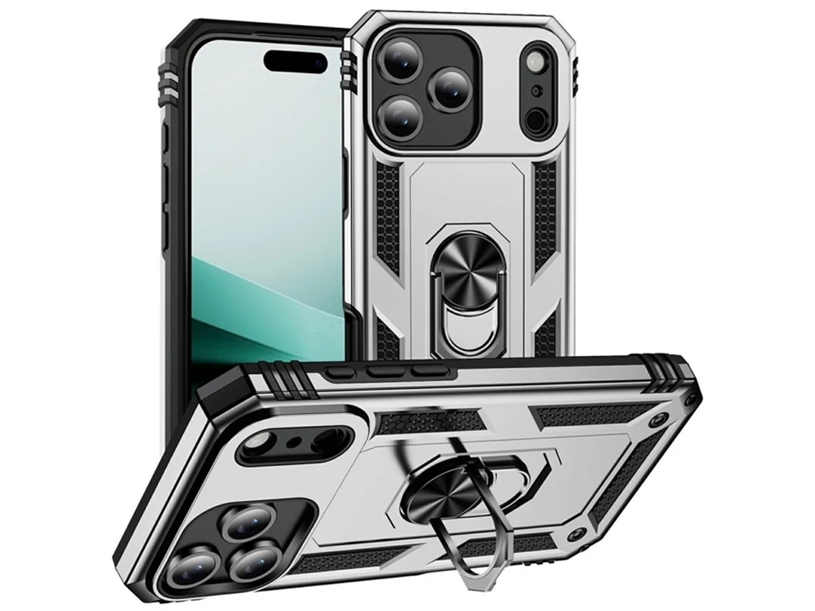 Capa Para Iphone 17 Pro Com Suporte Integrado - Prateada