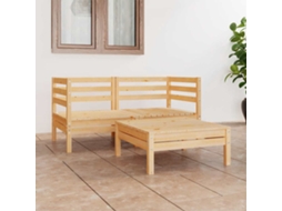 Vidaxl 3 Pcs Conjunto Lounge De Jardim Pinho Maciço
