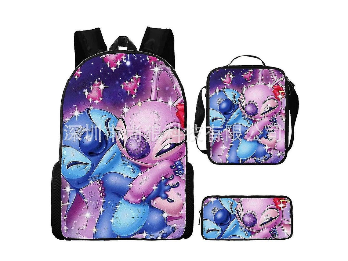 Mochila Escolar De Três Peças Do Stitch, Estilo Anime