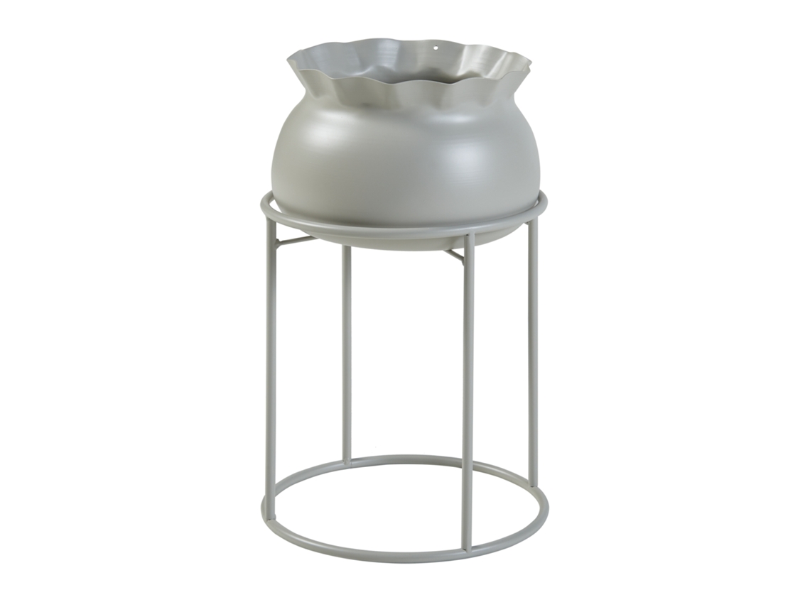 Suporte para plantas Assen com vaso metálico [EN.CASA] 32xØ20 cm - Cinzento Claro