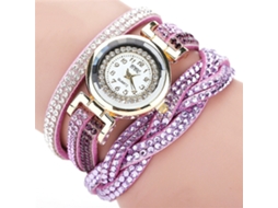 Relógio de Pulseira Feminino Quartzo Multicamada com Strass Fashion Roxo Ccq