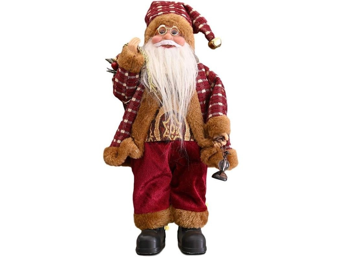 Figura De Papai Noel Tradicional Deluxe Em Pé Para Decoração (30cm, Vermelho)