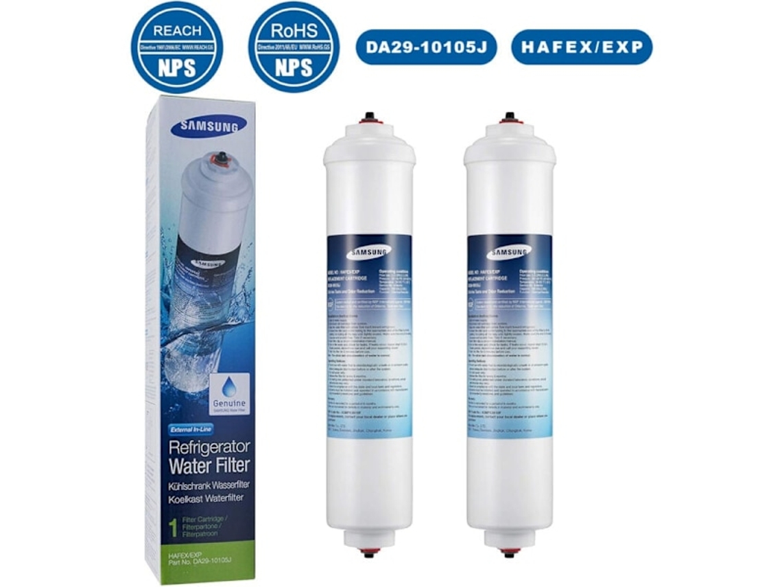 Pacote Com 2 Filtros De Água Para Geladeira Samsung Da29 10105j Hafex / Exp Wsf 100, Da99 02131b, Ef9603, Haier Lg Jortmrd