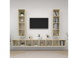 Vidaxl Armários De Parede P/ Tv 4pcs Derivados Madeira Carvalho Sonoma