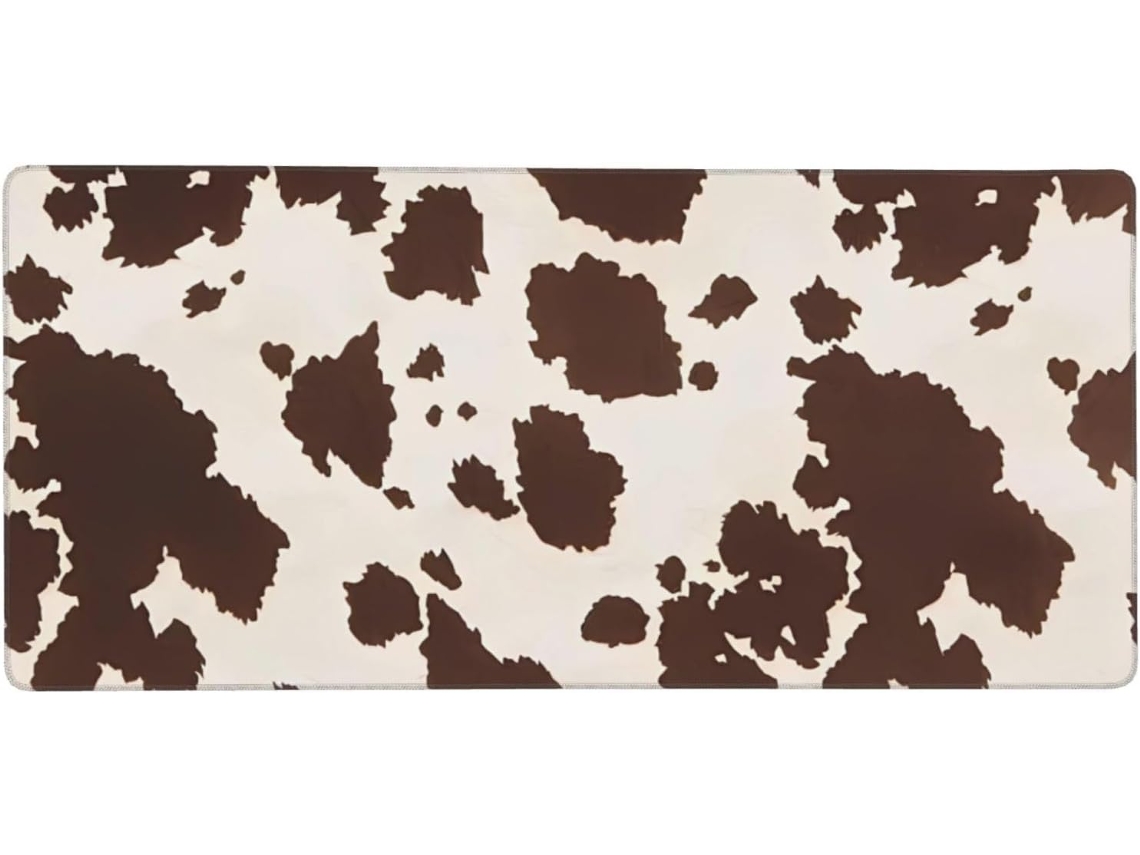 Mousepad Grande para Computador com Estampa de Vaca Marrom, Base Borracha Antiderrapante, 40 X 90 Cm