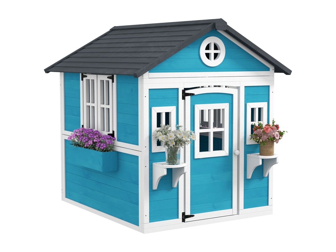 Cabana Infantil Externa C/ Portas Francesas + Vasos, 114x126,4x135cm, Azul
