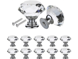 10 manilhas de cristal diamante, 30mm, para gavetas, armários, portas de cristal S/MARCA