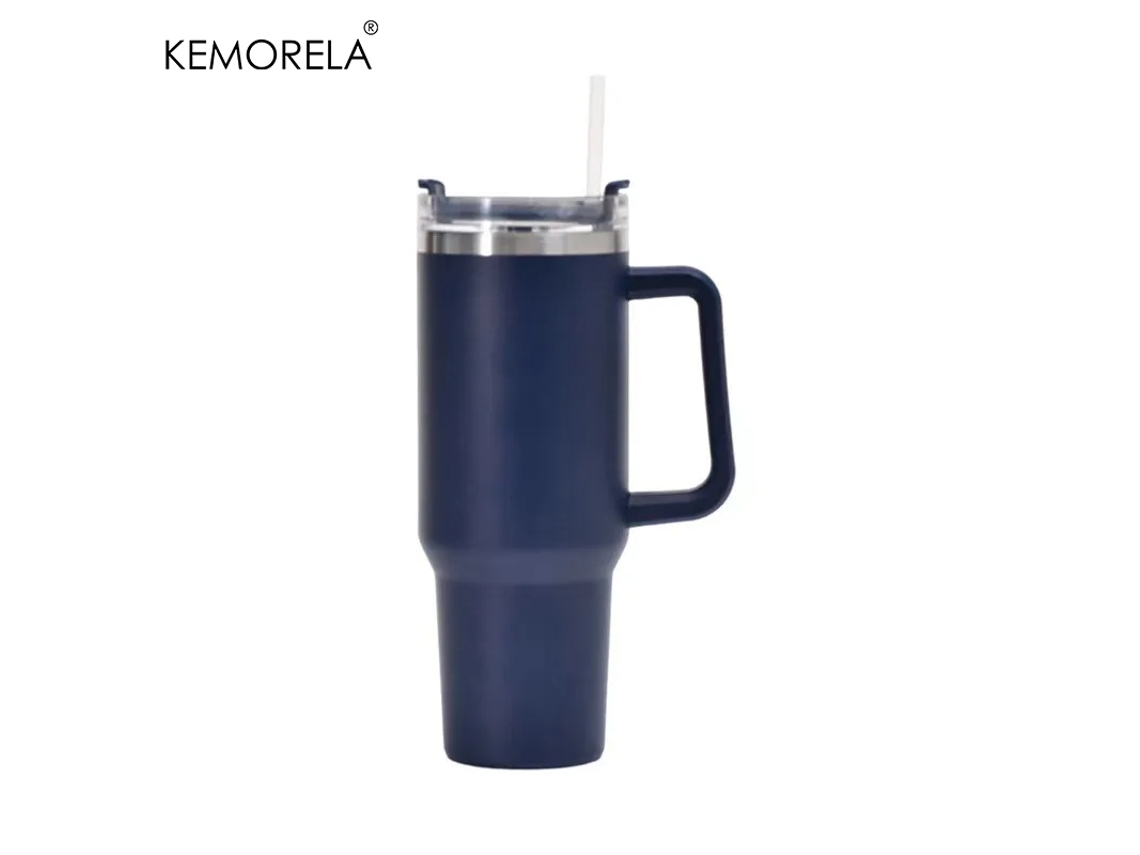 Garrafa de Água Térmica de Aço Inoxidável de 1200 Ml, com Capa Protetora e Canudo. MDUG (azul Escuro)