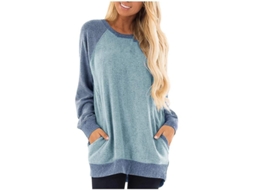 2026 sudadera de Manga Longa para Mulher com Bolsos e Bloco de Cor Casual Manga Curta Gola Redonda Tamanhos S 2xl
