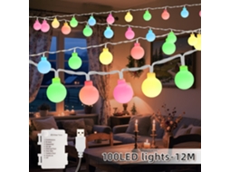 Conjunto de 1 Cordão de Luzes Esféricas com 100 Leds Brancos em Formato Bola, Alimentado por Usb/bateria, 8 Efeitos de Luz, Temporizador BRILVIBERA