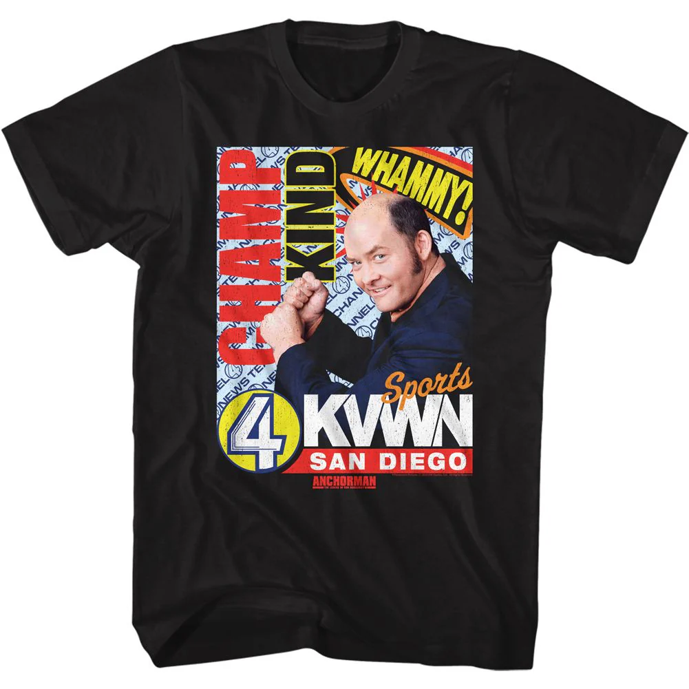 Unisex Adult T-shirt Rockinstone Anchorman Movie Champ Kind Dark Black Sizexxxl