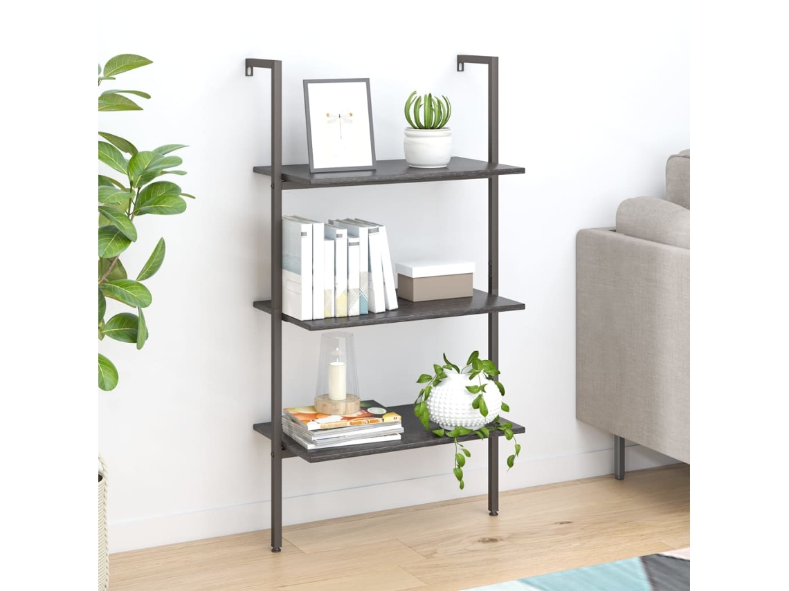 Vidaxl Unidade 3 Prateleiras Inclinada 64x35x120,5 Cm Preto