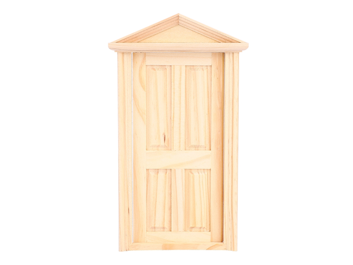 Porta de madeira com torreta para casa de bonecas, modelo 2026, em miniatura, para montar e simular móveis.
