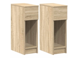 Conjunto de 2 Mesas de Cabeceira com Gaveta Carvalho Sonoma MAISON EXCLUSIVE (20x36x60 cm)