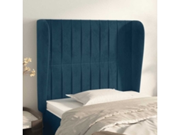 Vidaxl Cabeceira Cama C/ Abas Veludo 103x23x118/128 Cm Azul-escuro