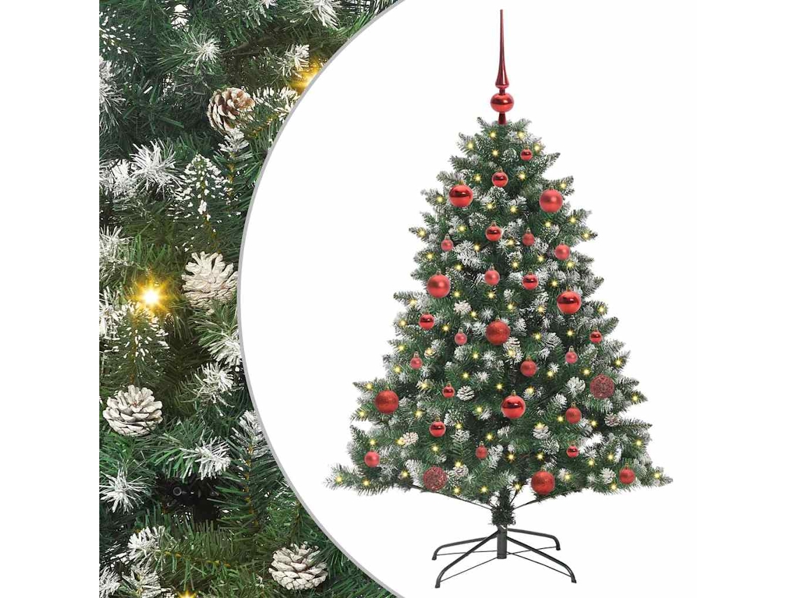Árvore De Natal Artificial Pré Iluminada Vidaxl Verde Pvc (105 X 105 X 150 Cm)