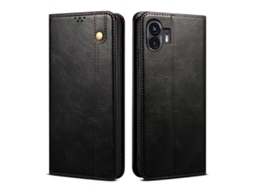 Capa Para Celular Em Couro Texturizado Com Cera De Óleo Crazy Horse Para Nothing Phone 2