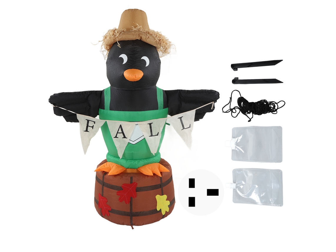 Decoração Inflável Pinguim Espantalho com Luz Led para Festival da Colheita | S/MARCA