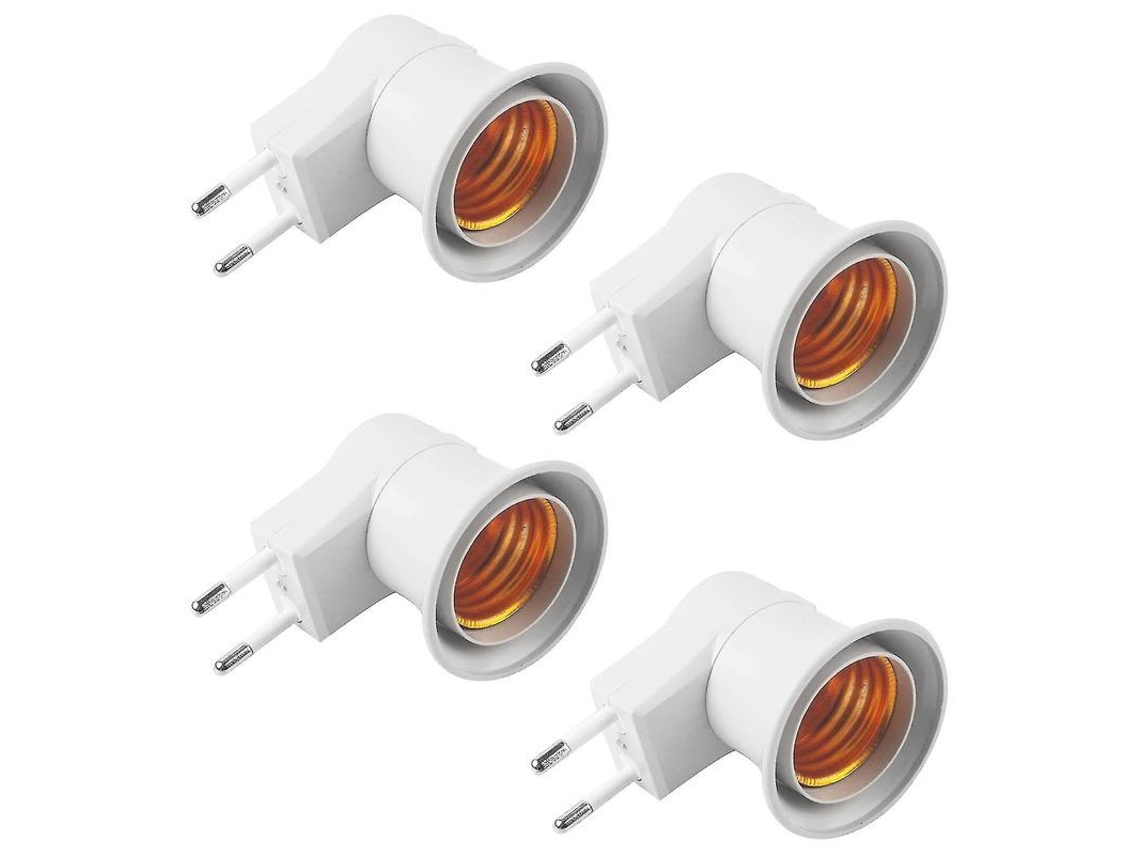 2 Adaptadores Plugue Eu para Base E27 com Interruptor