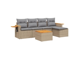 Conjunto de 6 Sofás P/ Jardim com Almofadões Vime Pe Bege MAISON EXCLUSIVE (80x200 cm)