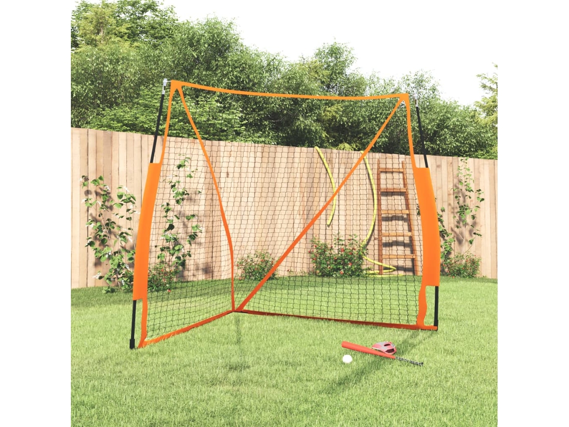 Vidaxl Rede Basebol Portátil 183x182x183cm Aço/poliéster Laranja/preto