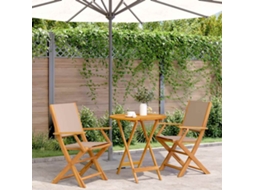 Vidaxl 3 Pcs Conjunto Bistrô Tecido E Madeira Maciça Cinza-acastanhado