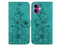 Capa De Couro Para Iphone 17 Com Relevo De Lírio