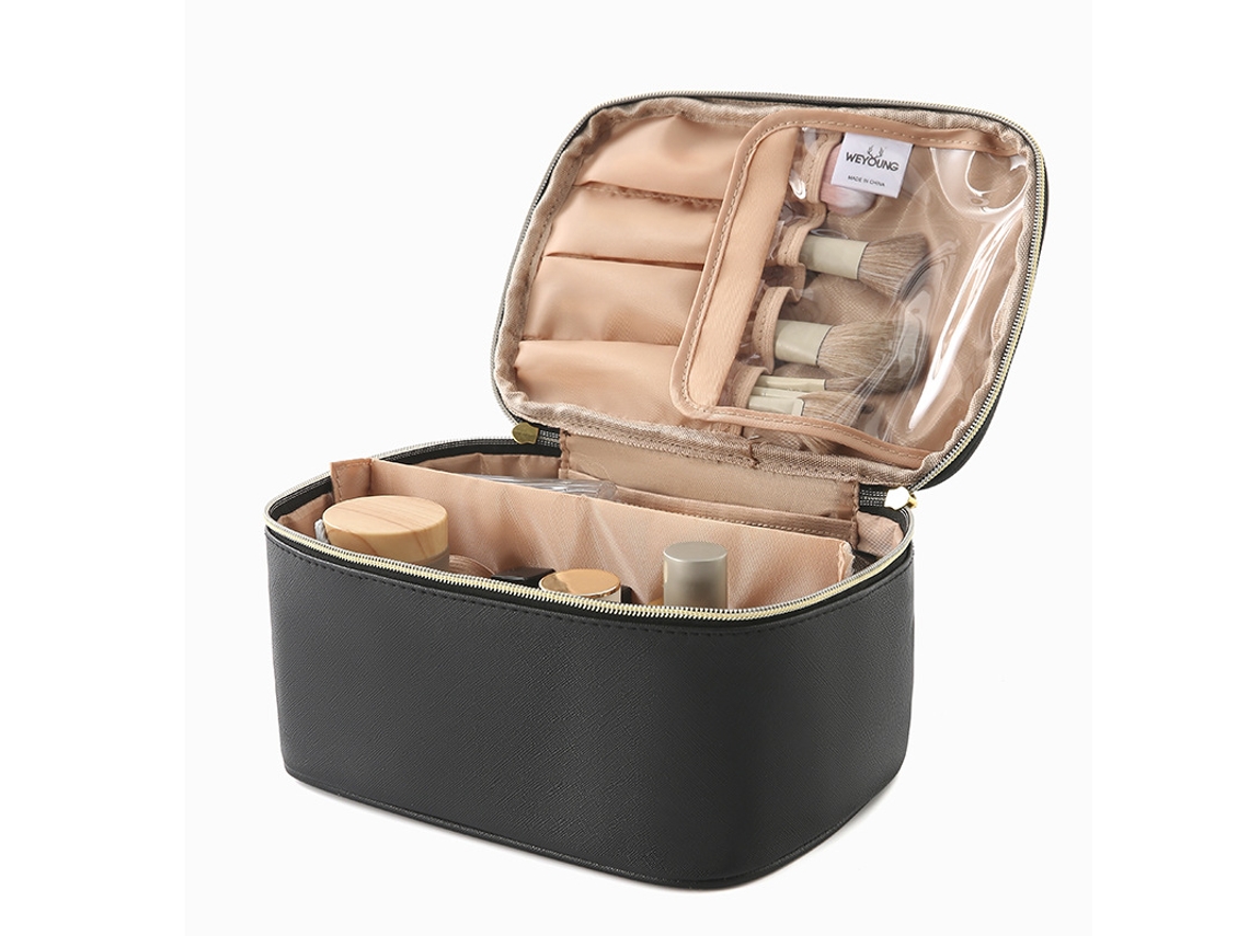 Nécessaire portátil de maquiagem de grande capacidade para viagens, cor preta ZYBLSSBB
