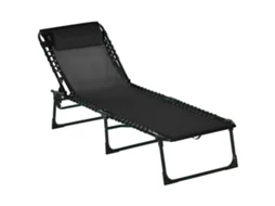 Espreguiçadeira de Jardim Aço e Textilene (tecido de Pvc) Cor Preto 197x58x76cm Outsunny