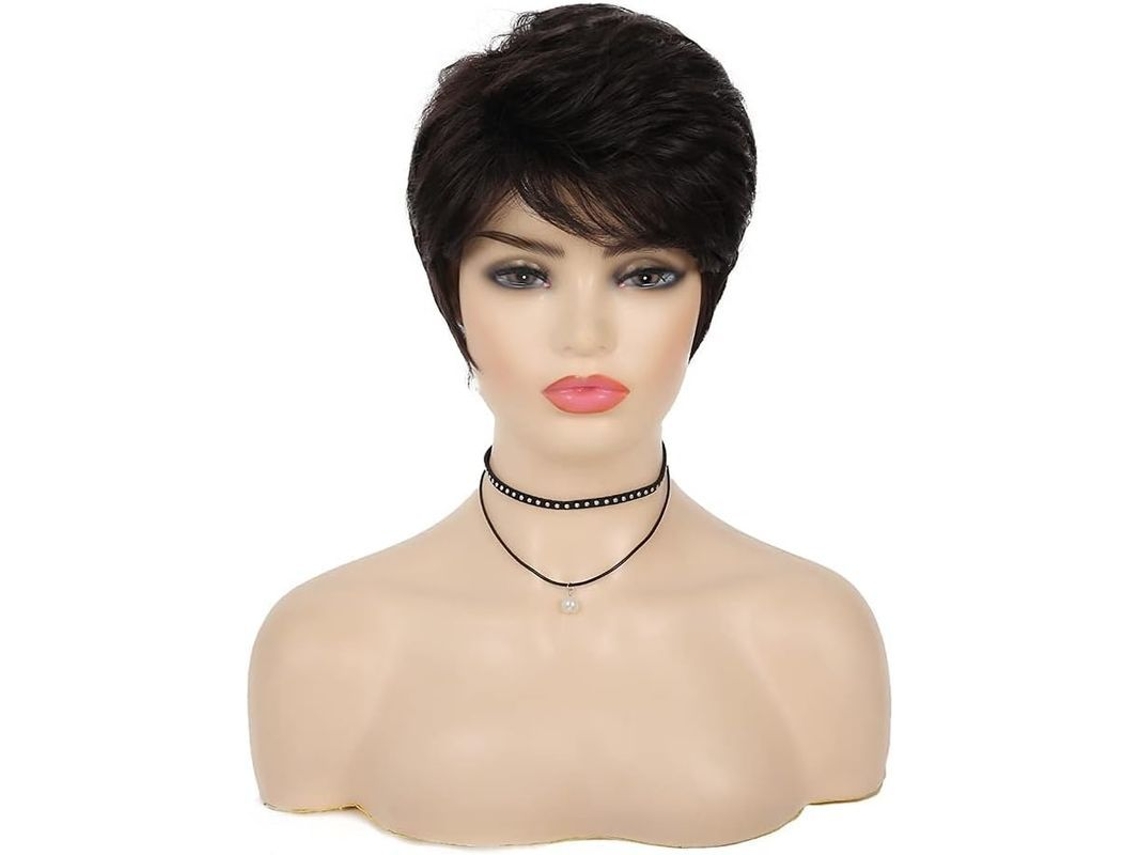 Peluca Corta Rizos Negra Para Mujeres Negras De Fibra Sintética Resistente Al Calor Para Carnaval Halloween Fiesta Cosplay Y Uso Diario