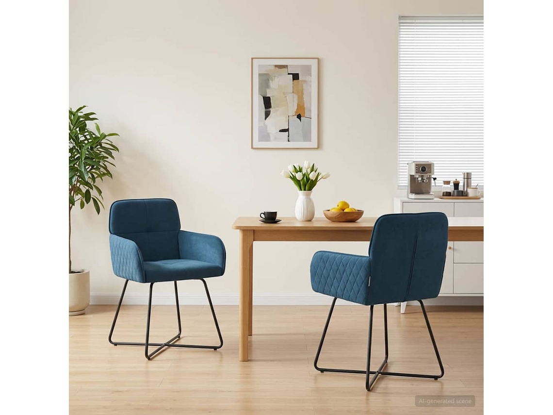 Vidaxl Cadeiras De Jantar 2 Unid. Veludo Azul 59 X 56,5 X 86 Cm