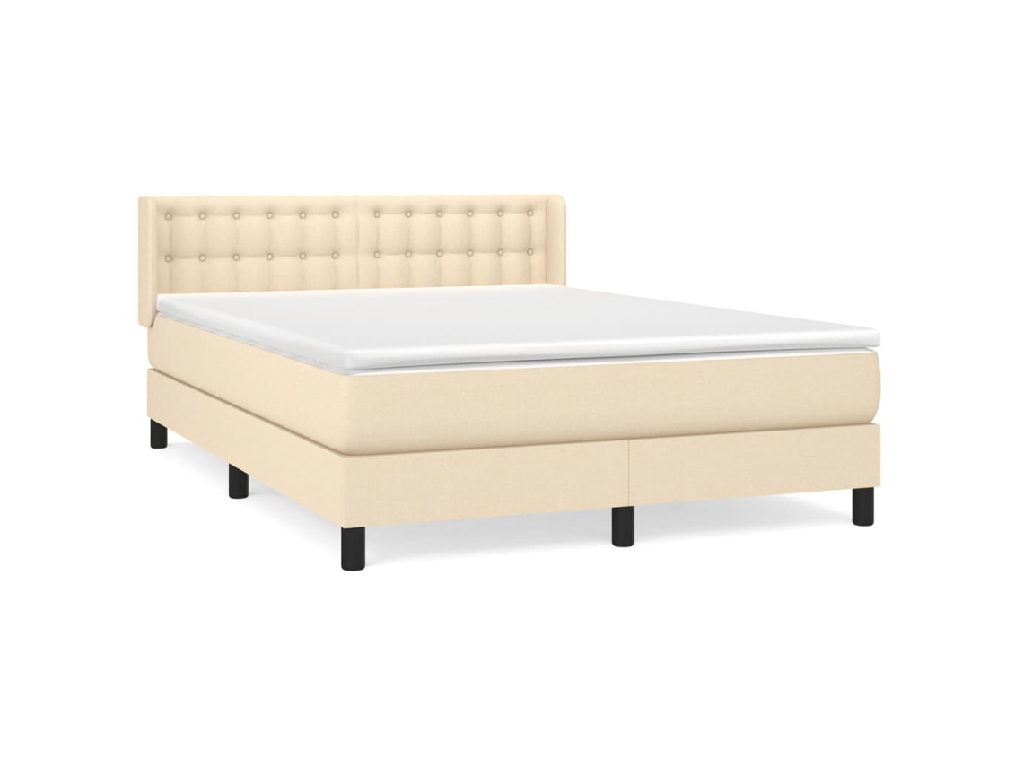 Cama com Molas/colchão 140x200 Cm Tecido Cor Creme MAISON EXCLUSIVE