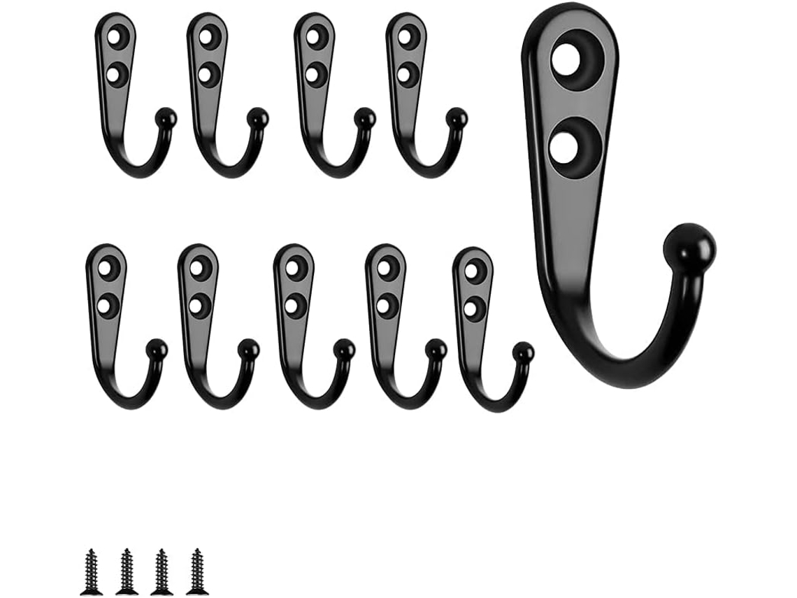 10 Ganchos De Parede Pretos Simples Gancho Para Roupas Preto Equipado Aquaforge