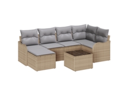 Conjunto 7 Sofá Modular Exterior Vidaxl Bege Vime Pe (55 X 55 X 37 Cm)
