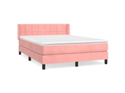 Conjunto 1 Cama Box Spring Vidaxl Cor-de-rosa Veludo (193 X 147 X 88 Cm)