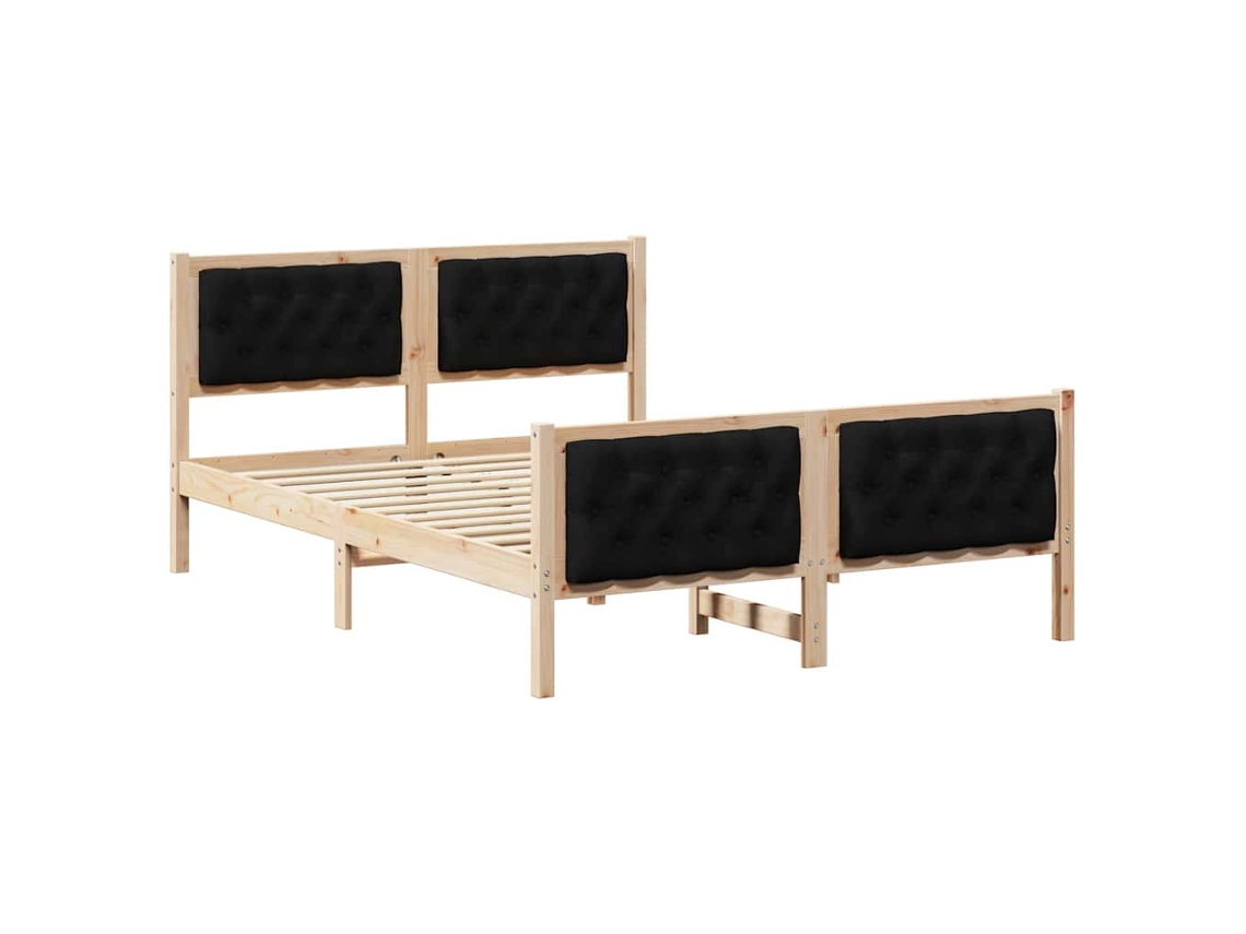 Estrutura da Cama Preto 140x200 cm Madeira de Pinheiro Sólida MAISON EXCLUSIVE