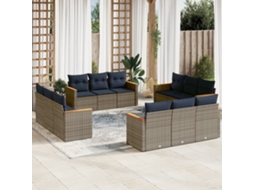 Vidaxl Conjunto De Sofá De Jardim Com 12 Peças E Almofadas Em Rattan Sintético Cinza