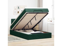 Vidaxl Cama Otomana com Colchão Leds 120x190cm Veludo Verde escuro