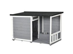 Casinha para Cachorro Terraço Pinho 2 Comedouros Cinza 103x62x66cm
